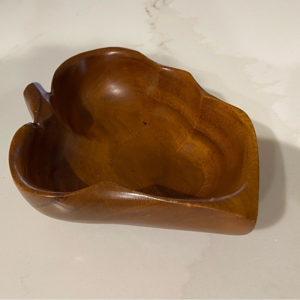 Vintage Genuine Hawaiian Monkey Pod Wood Hand Carved Divided Serving Tray Dish